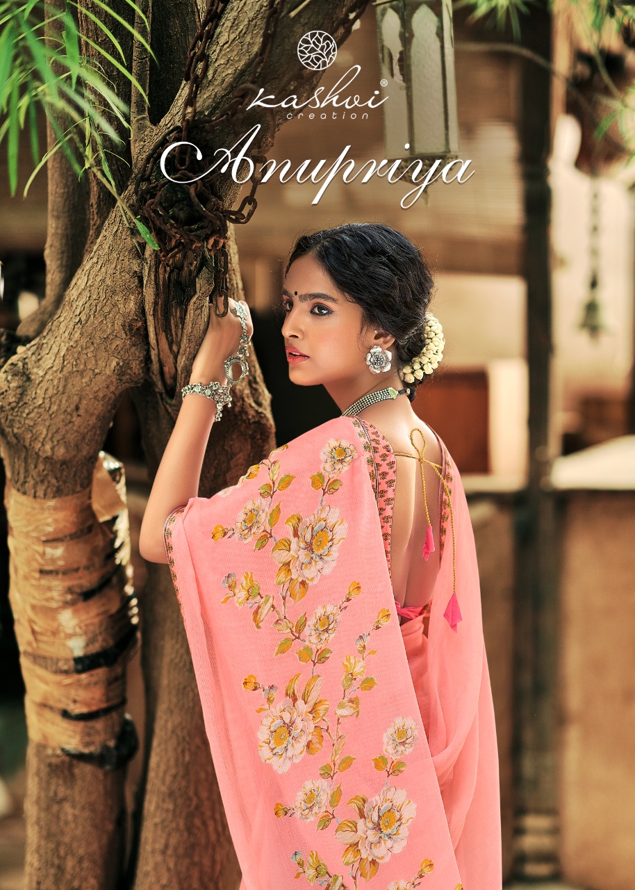 lt kashvi creation anupriya chiffon decent look saree catalog