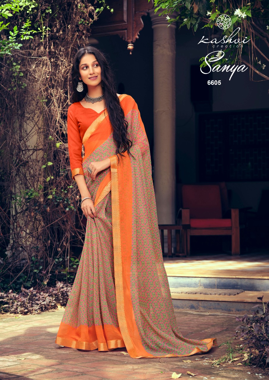 lt kashvi creation sanya shiffon exclusive print saree catalog