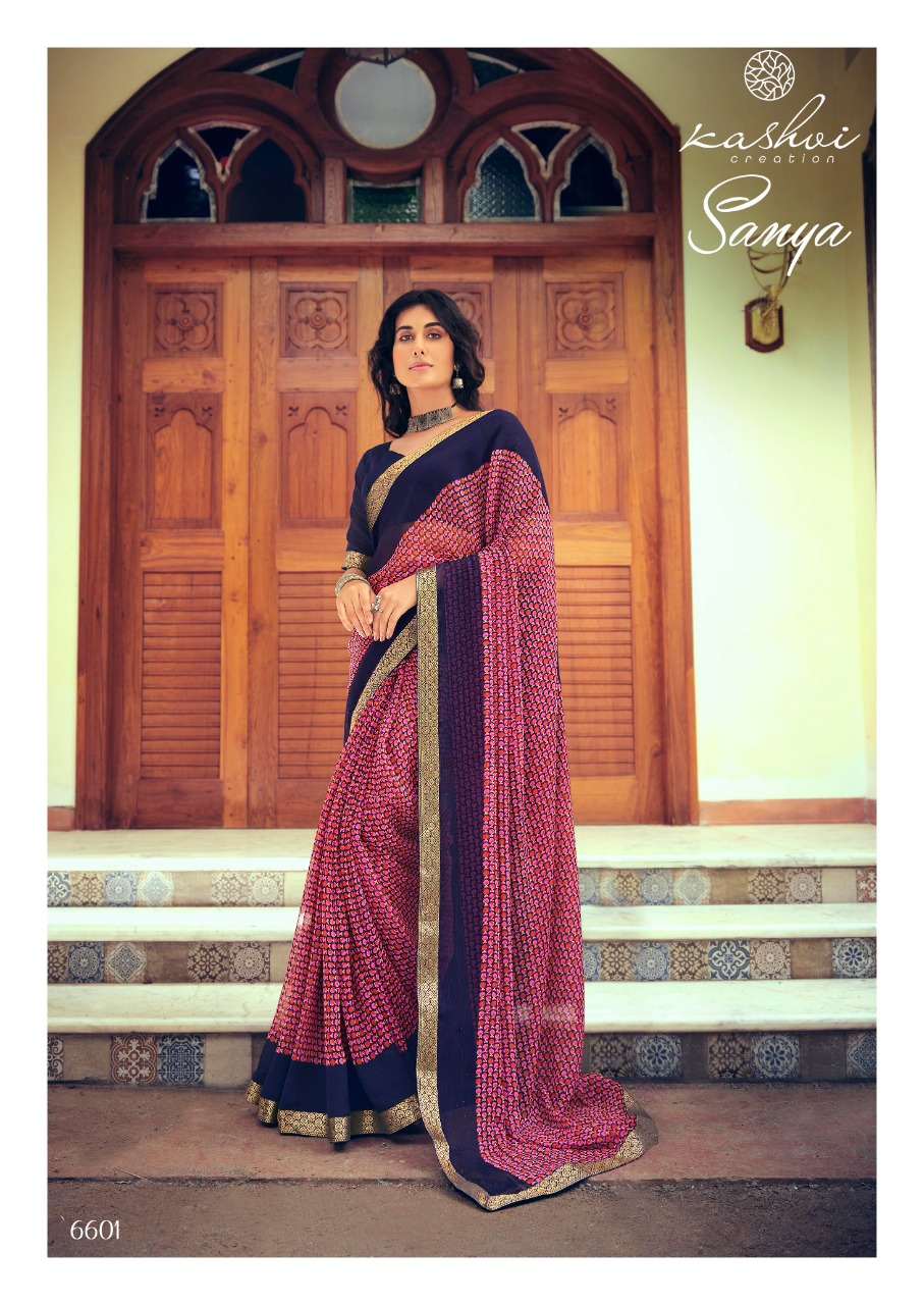 lt kashvi creation sanya shiffon exclusive print saree catalog