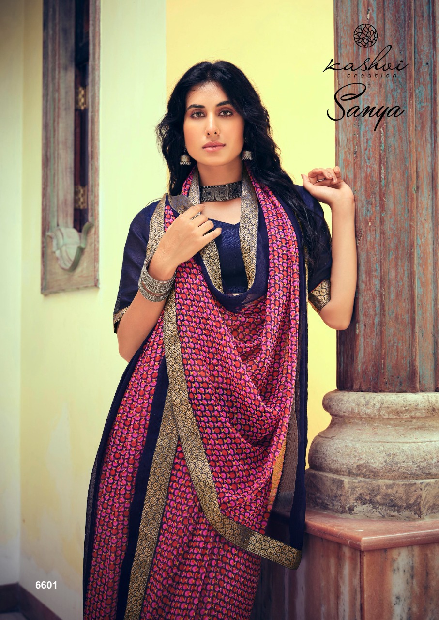 lt kashvi creation sanya shiffon exclusive print saree catalog