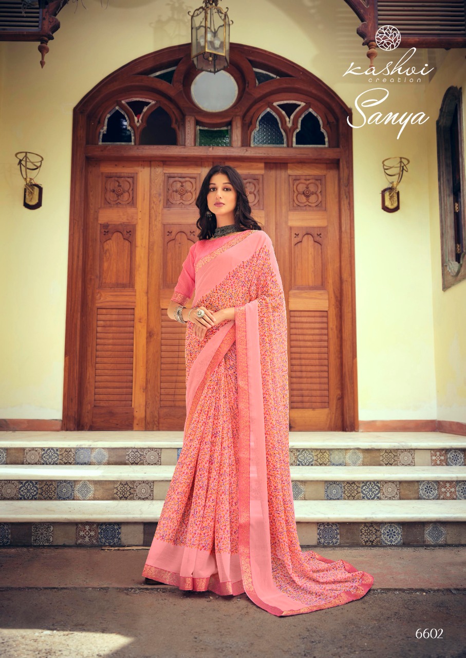 lt kashvi creation sanya shiffon exclusive print saree catalog