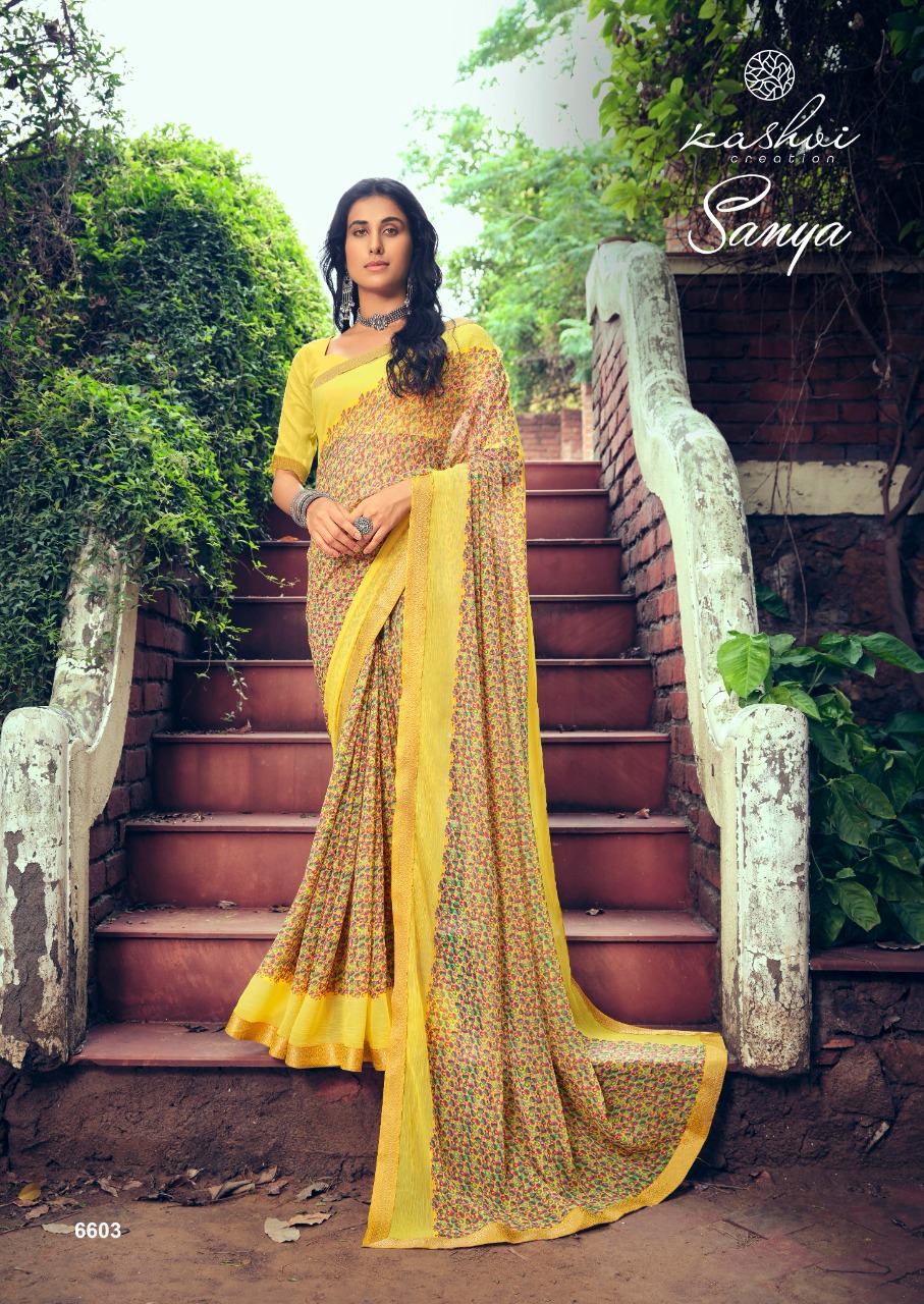 lt kashvi creation sanya shiffon exclusive print saree catalog