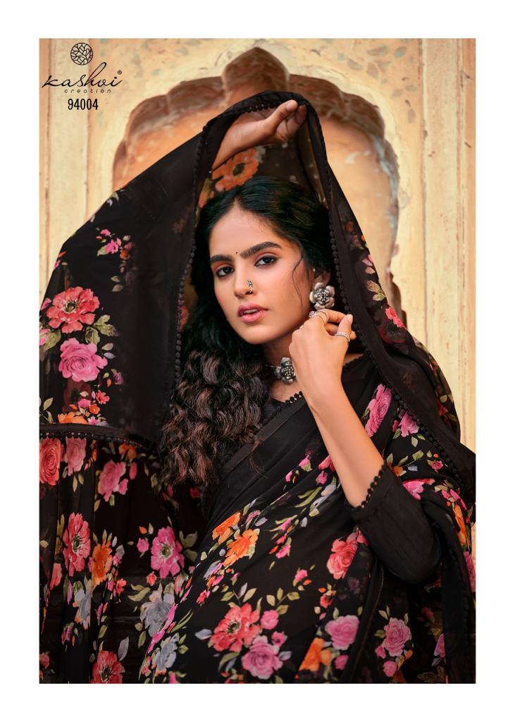 lt kashvi creation yashvi vol 2 georgget elegant print saree catalog