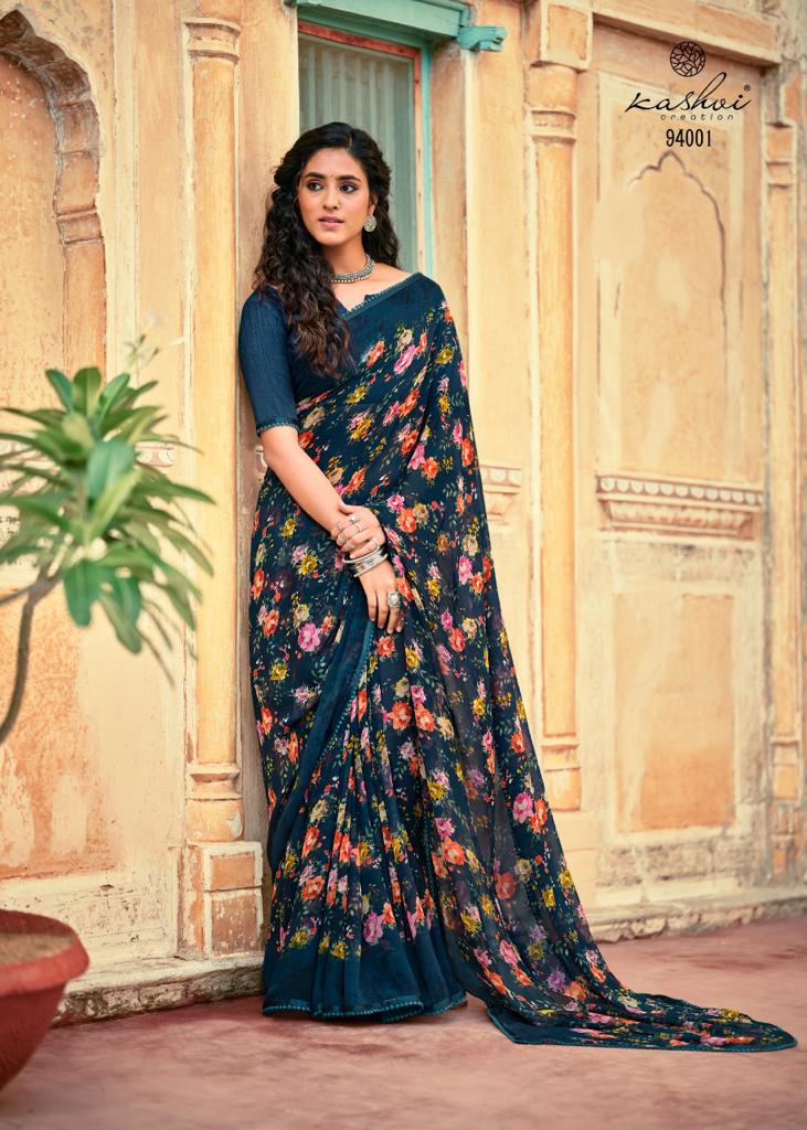 lt kashvi creation yashvi vol 2 georgget elegant print saree catalog