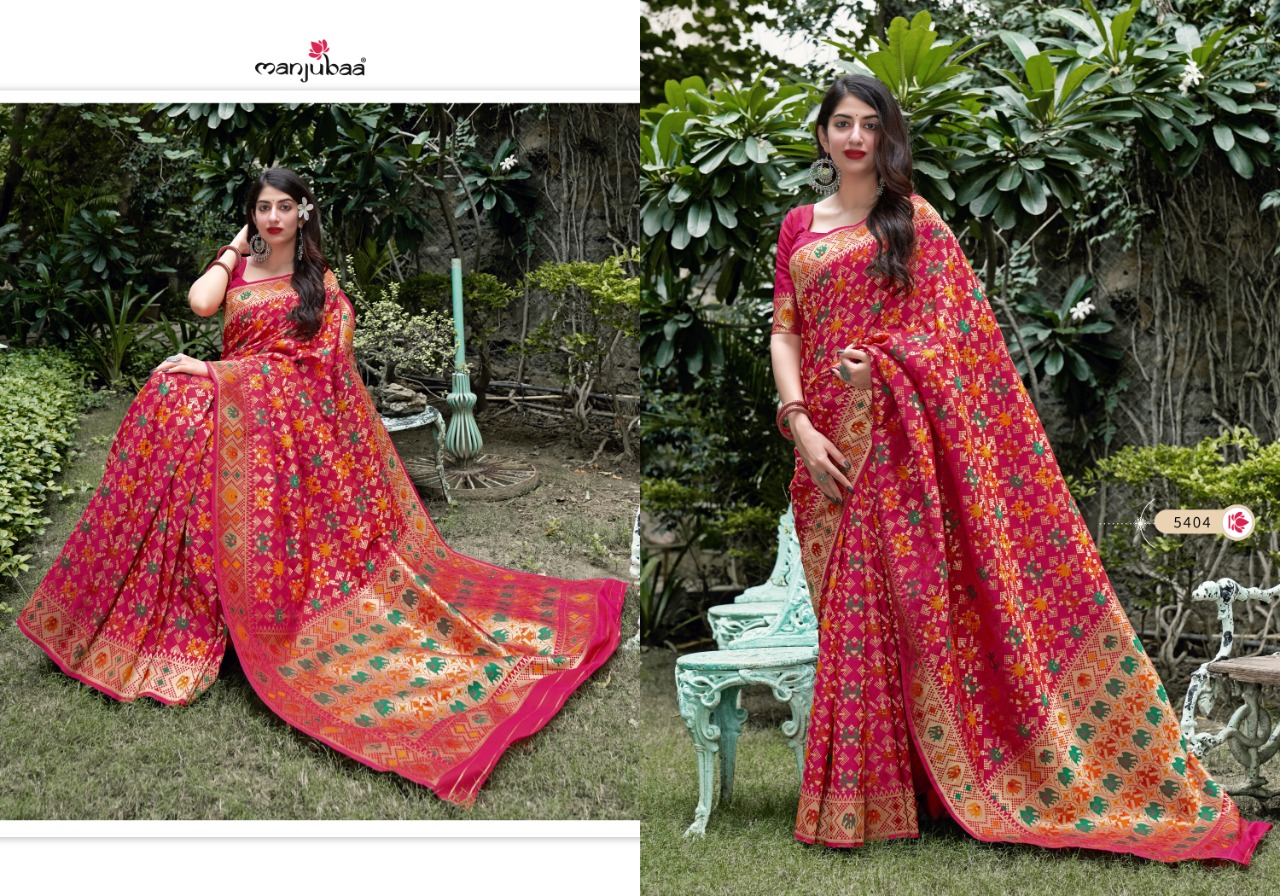 manjubaa clothing mahagauri silk series 5401 to 5408  regal look saree catalog