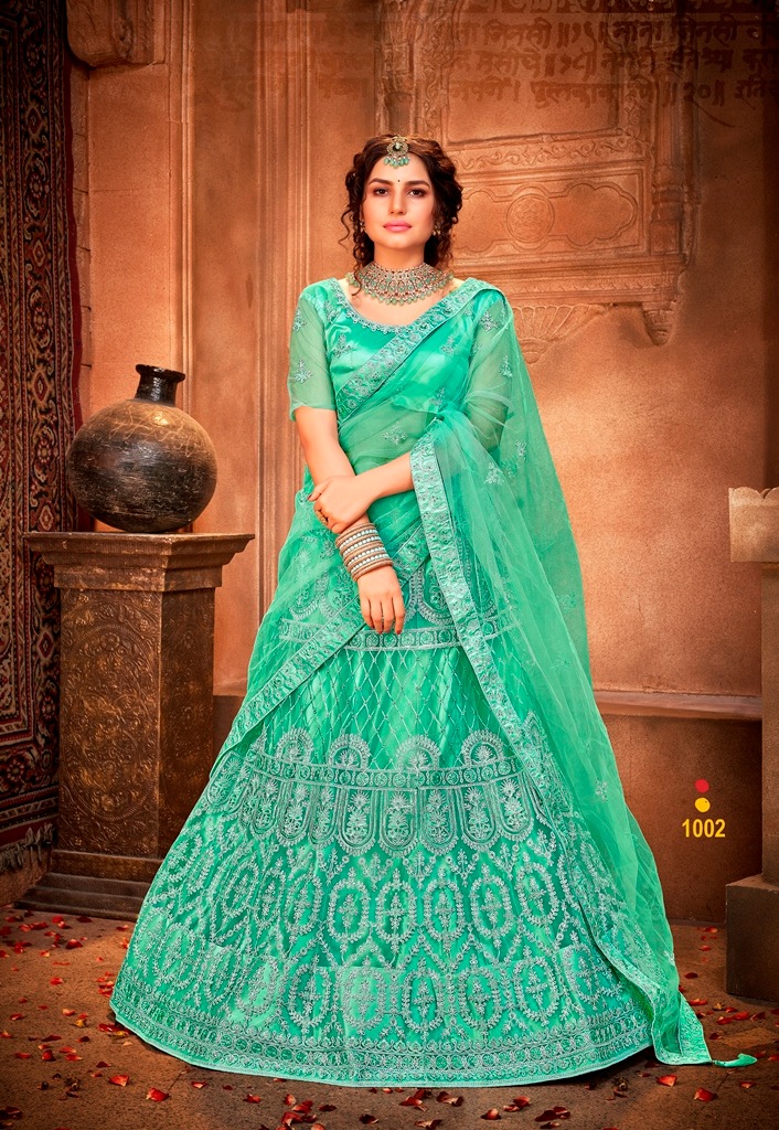 mrudangi maharani net satin elegant look lehngha catalog