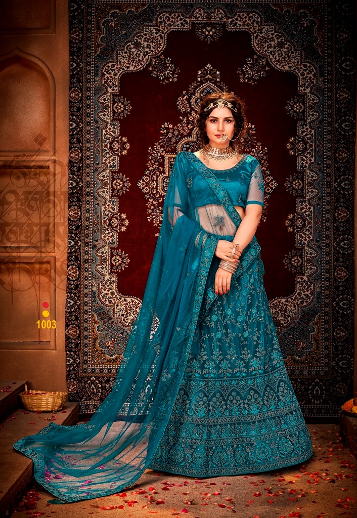 mrudangi maharani net satin elegant look lehngha catalog