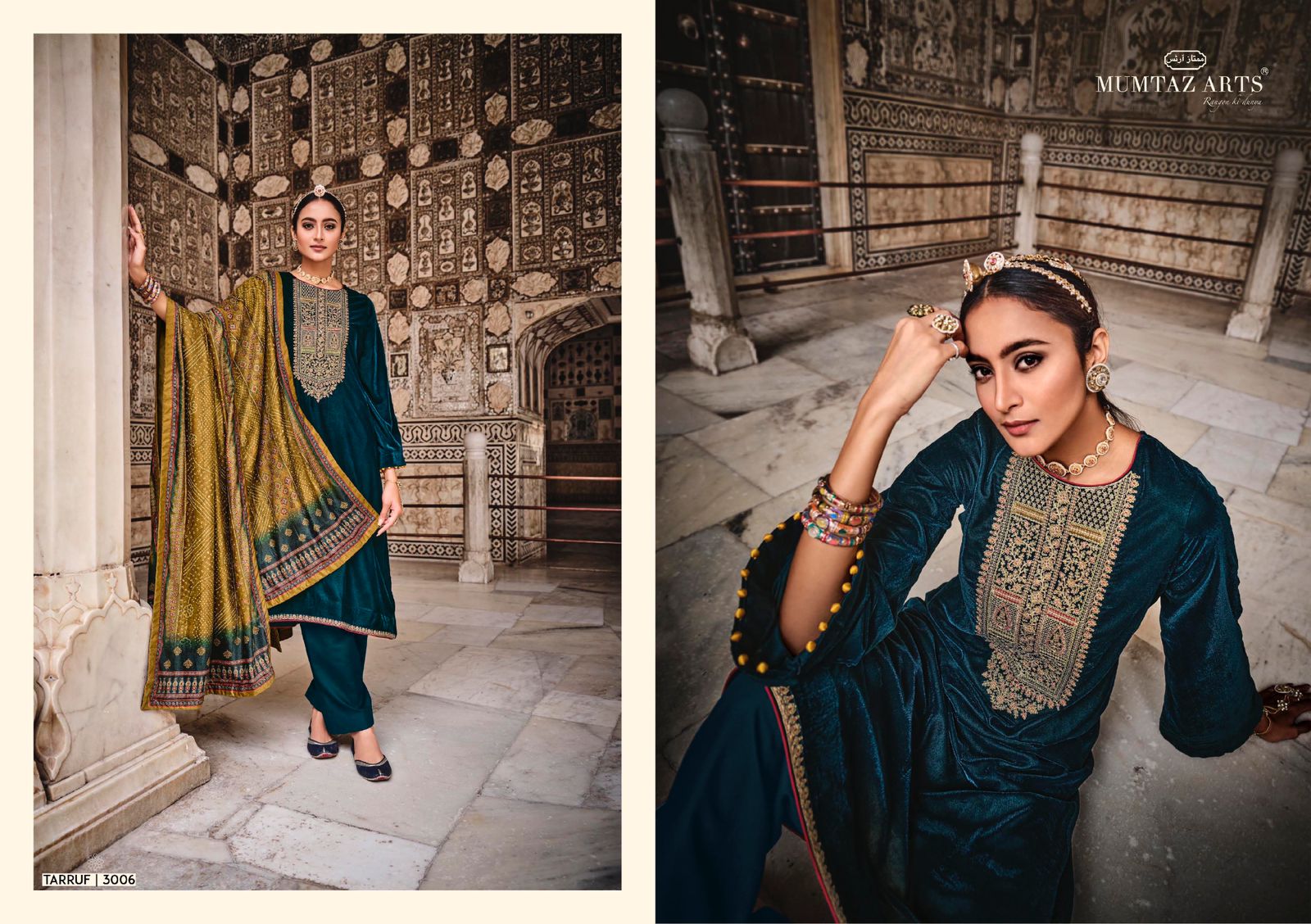 mumtaz arts tarruf velvet vol 3 velvet gorgeous look salwar suit catalog