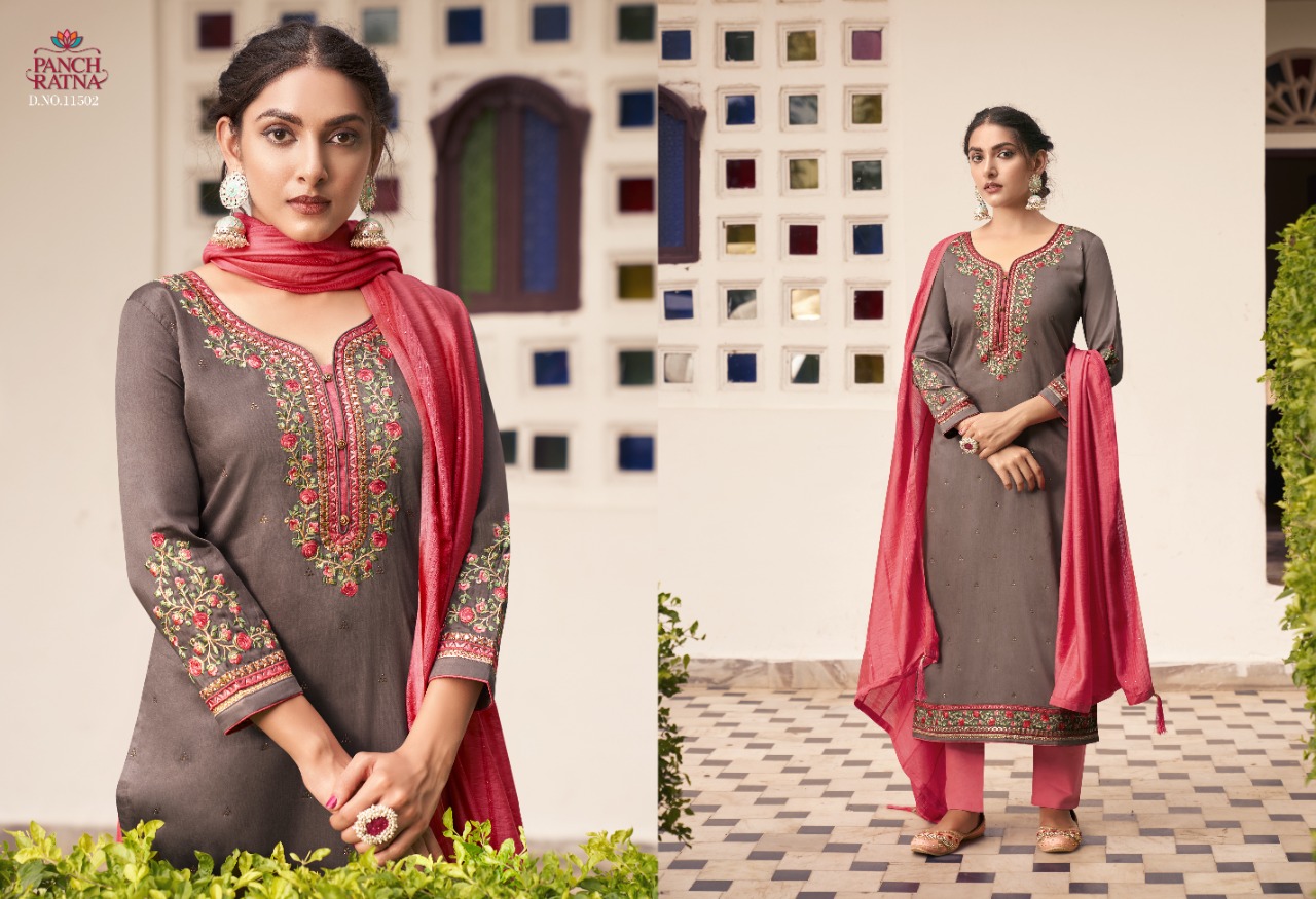 panch ratna floral silk astonishing salwar suit catalog