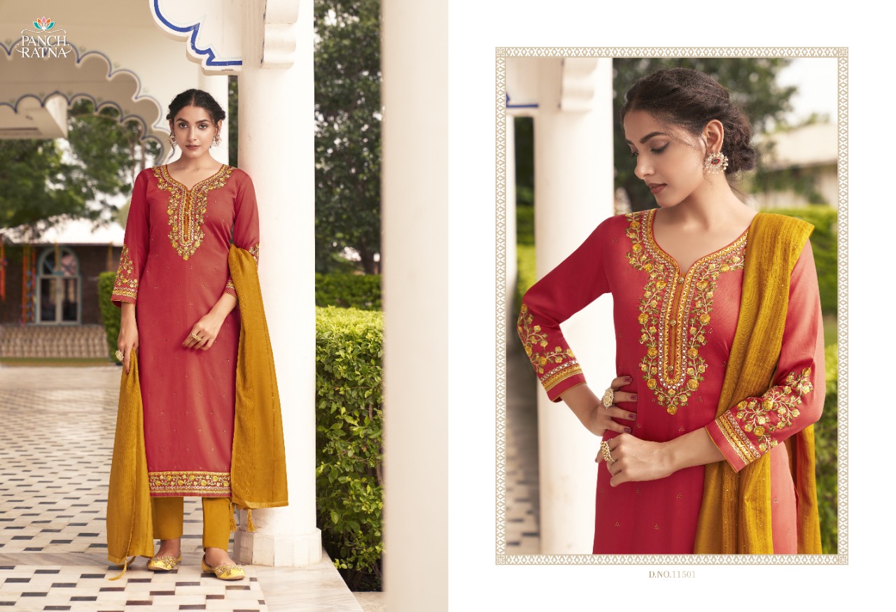 panch ratna floral silk astonishing salwar suit catalog