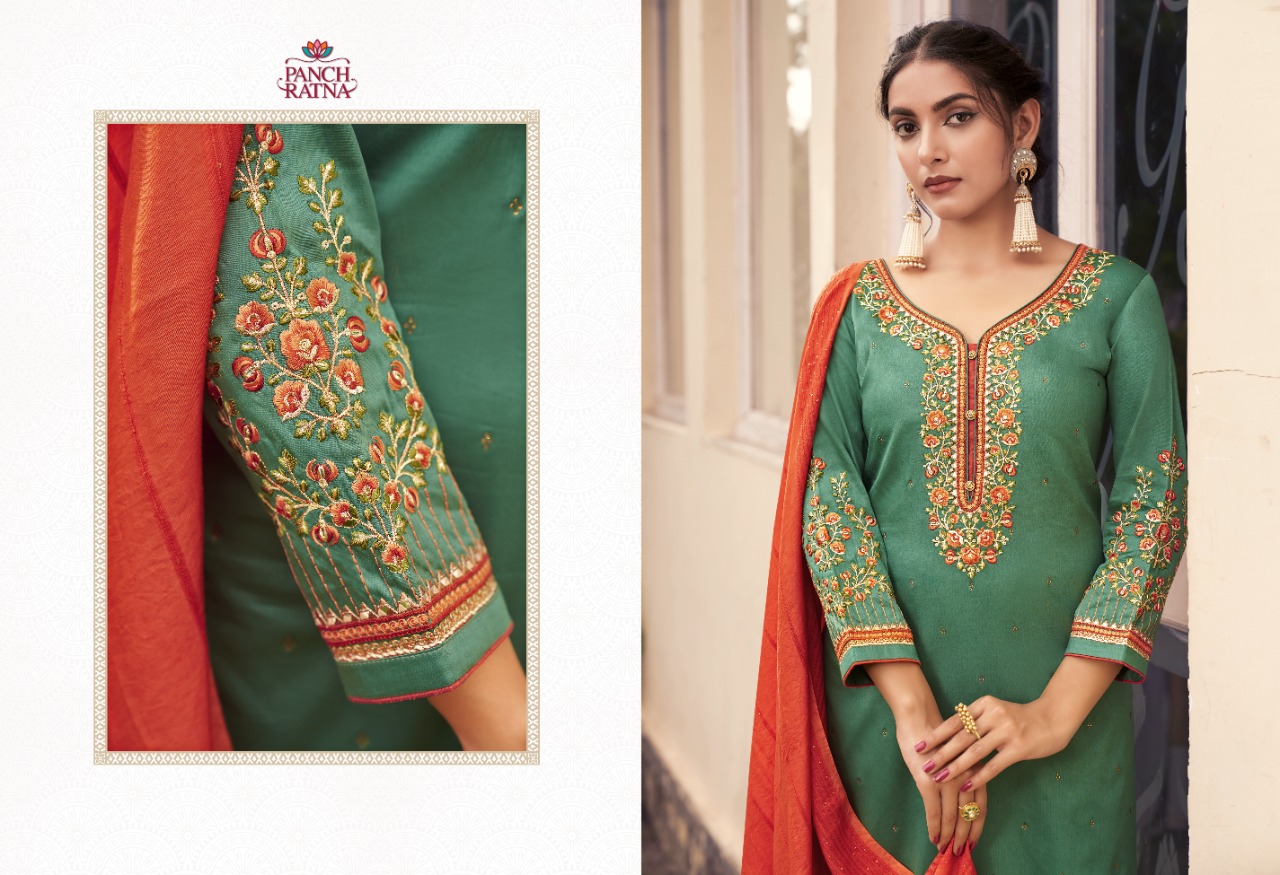 panch ratna floral silk astonishing salwar suit catalog