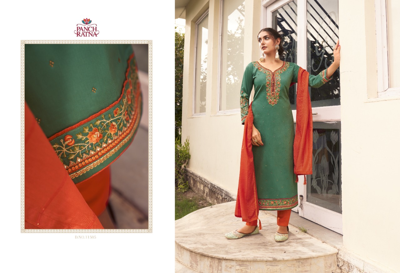 panch ratna floral silk astonishing salwar suit catalog