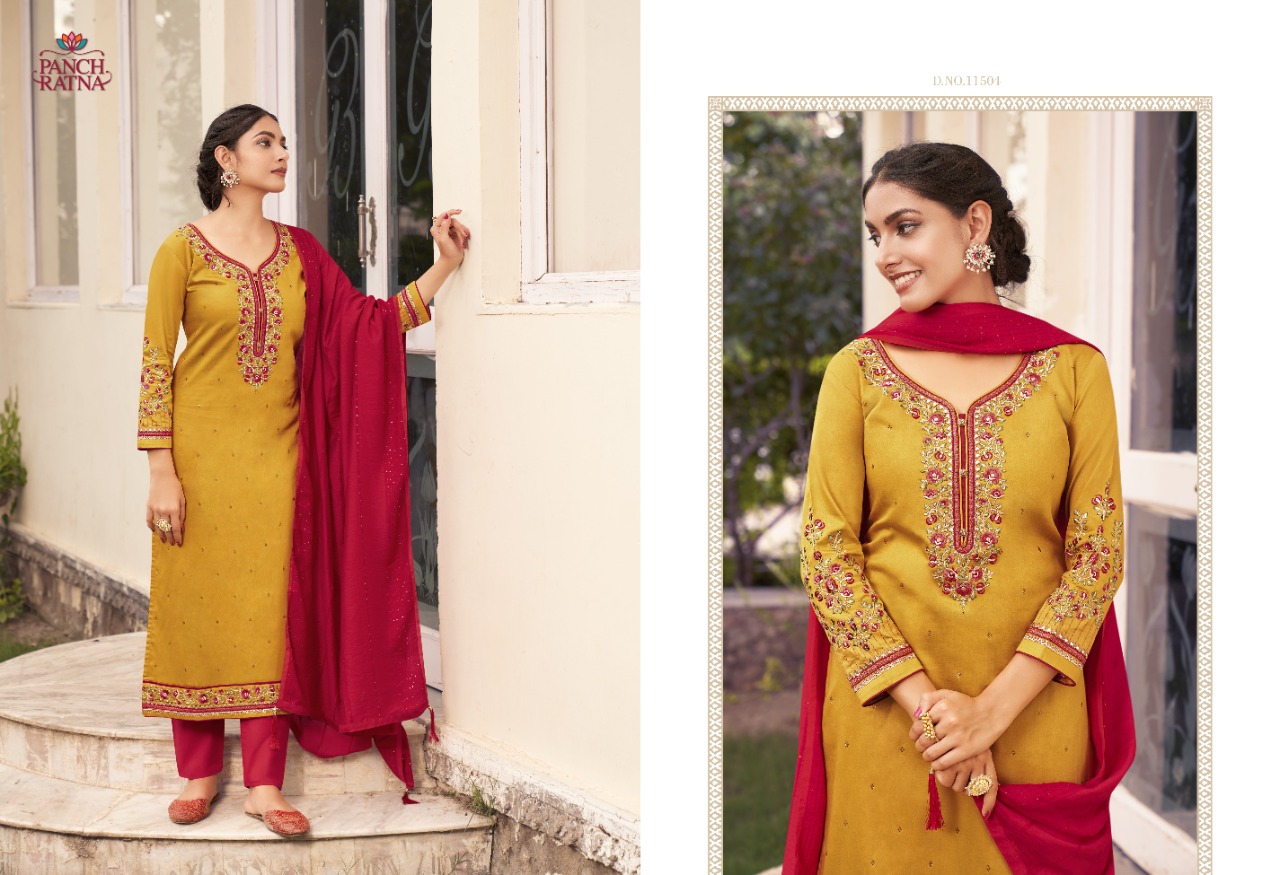 panch ratna floral silk astonishing salwar suit catalog