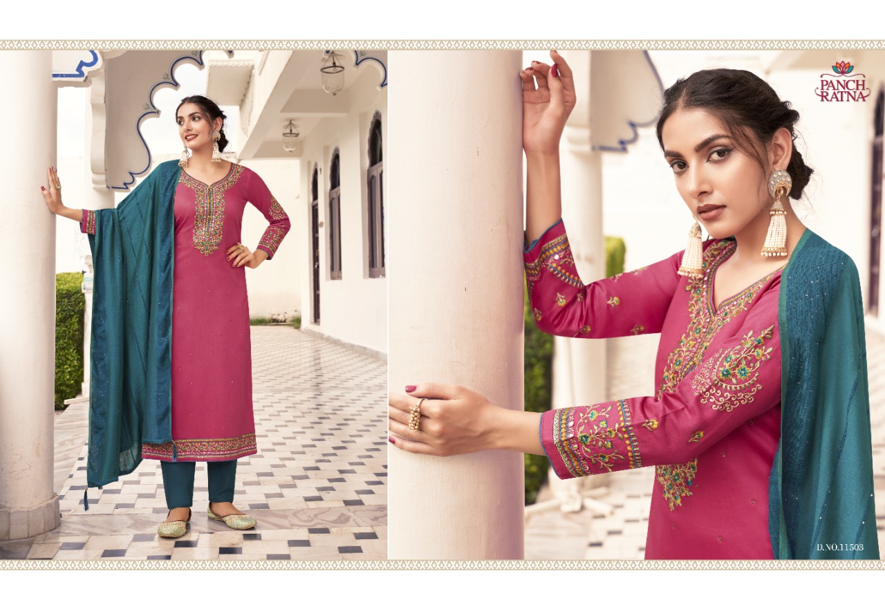 panch ratna floral silk astonishing salwar suit catalog