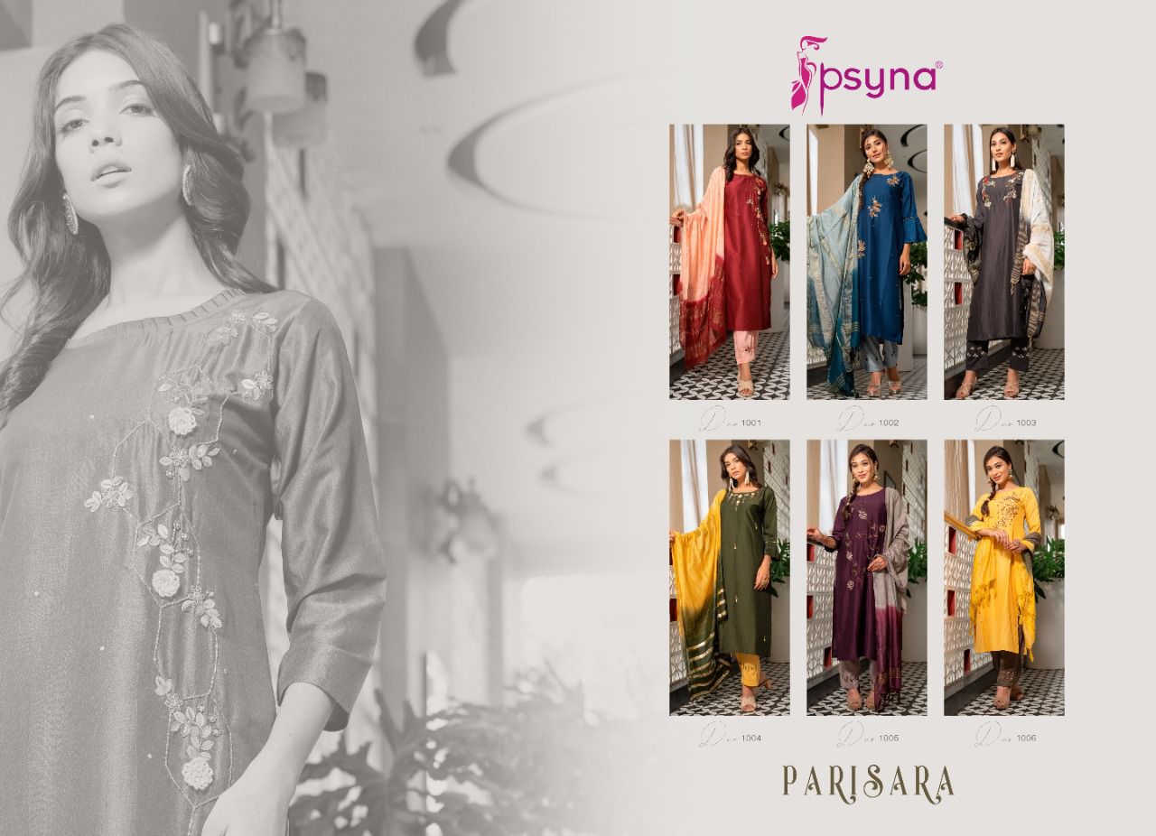 psyna parisara chinon gorgeous look top bottom with dupatta catalog