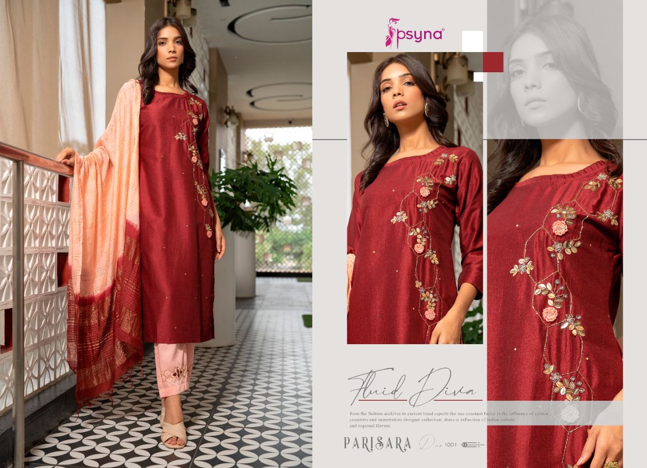 psyna parisara chinon gorgeous look top bottom with dupatta catalog