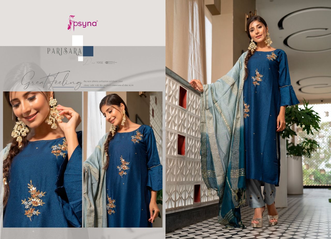 psyna parisara chinon gorgeous look top bottom with dupatta catalog