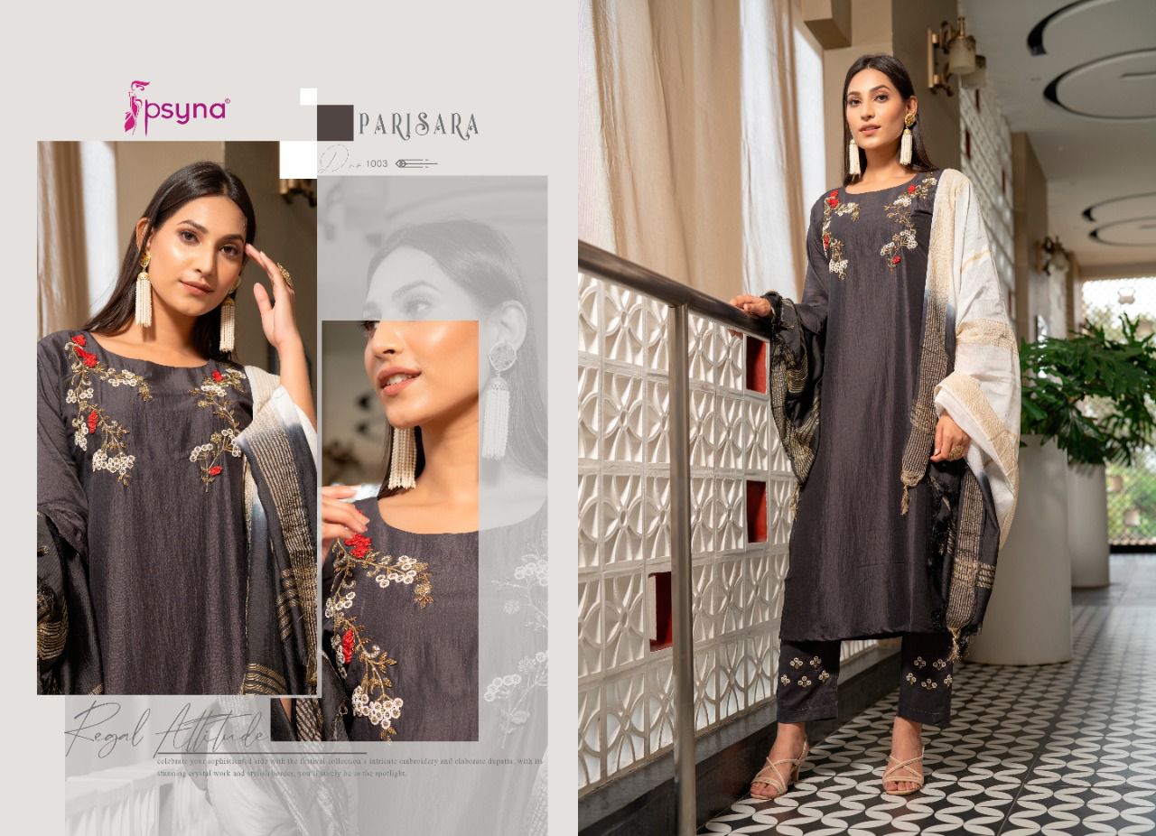 psyna parisara chinon gorgeous look top bottom with dupatta catalog