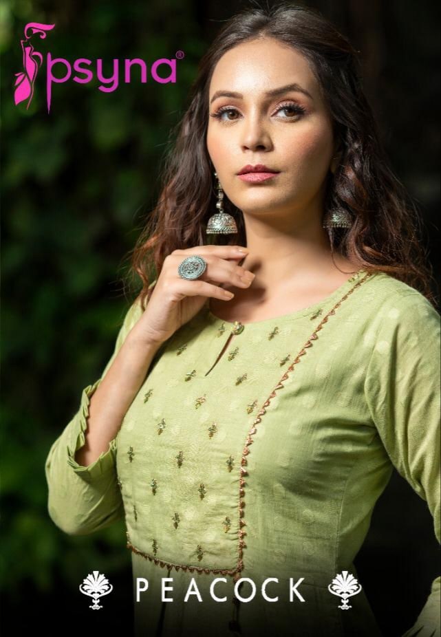 Psyna peacock fancy straight pure cotton kurties collection online seller