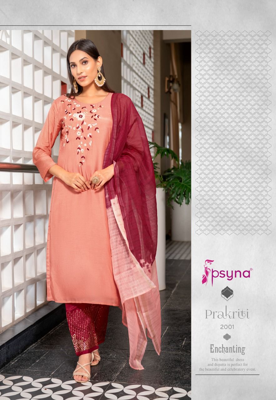 psyna prakriti muslin astonishing top bottom with dupatta catalog