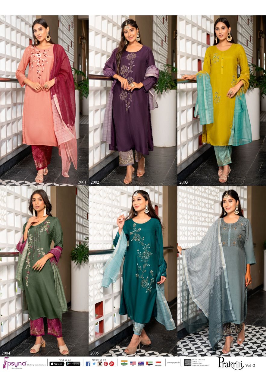 psyna prakriti muslin astonishing top bottom with dupatta catalog