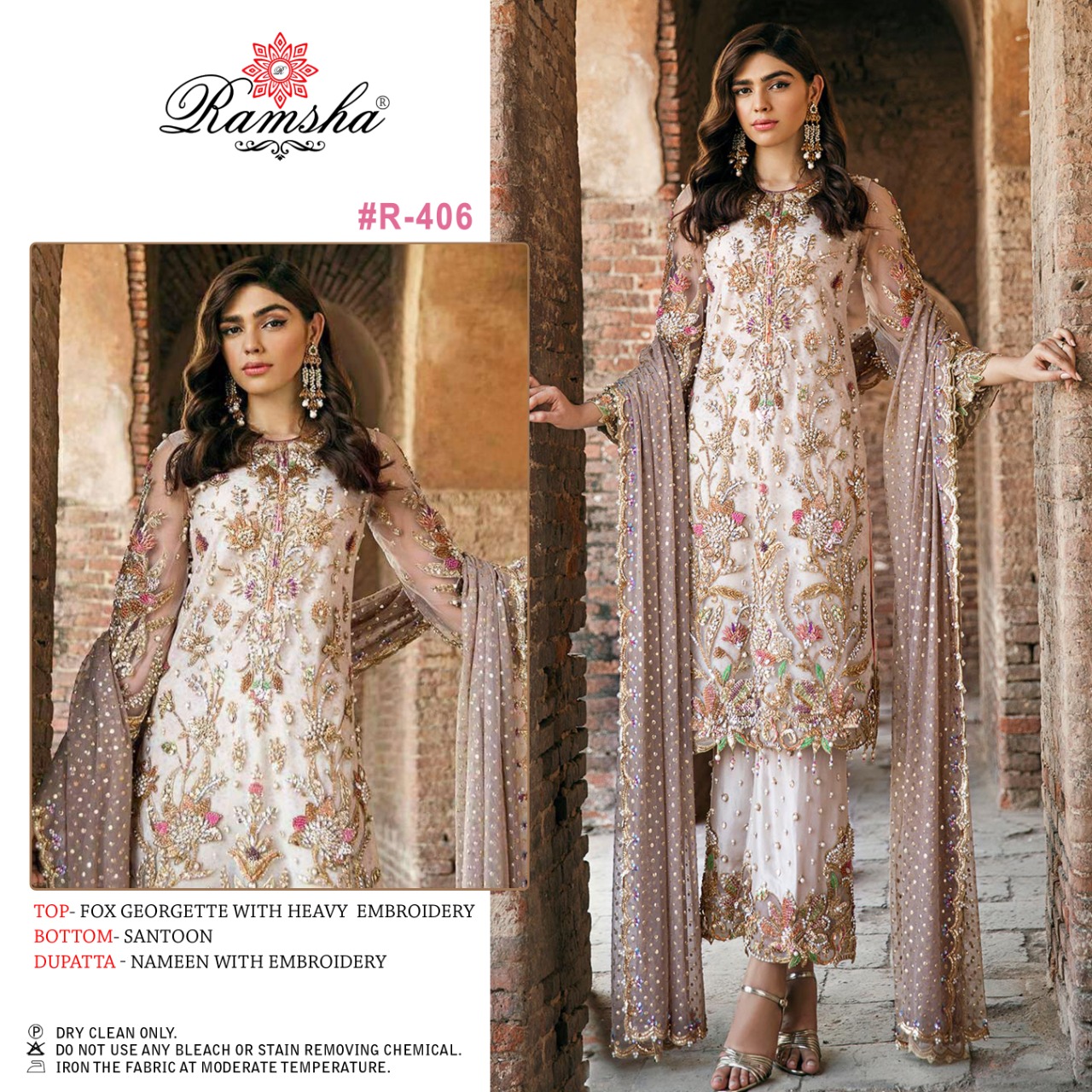 Ramsha ramsha r 406 Georgget elegant look salwar suit single