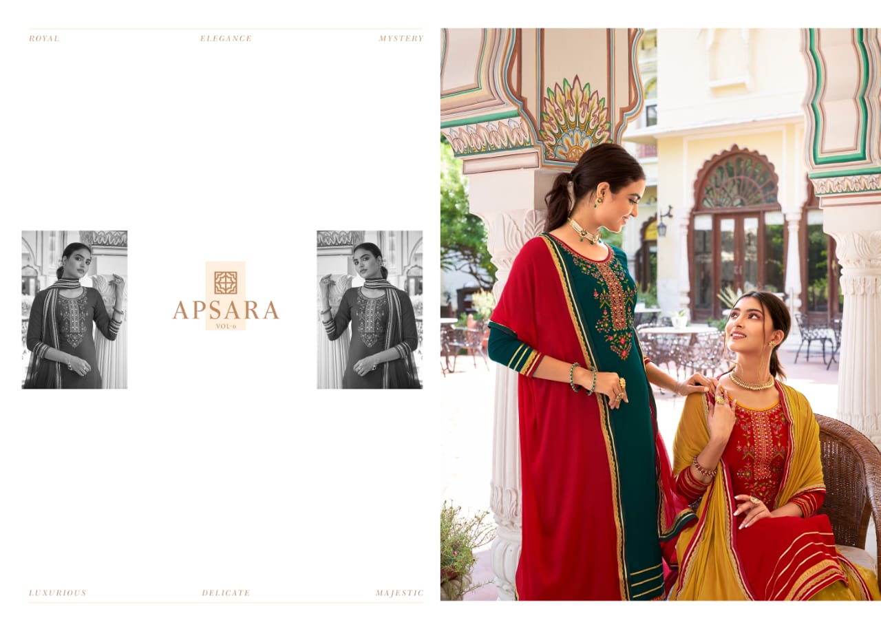 rangoon kessi apsara vol 6 rayon new and modern style top bottom and dupatta catalog