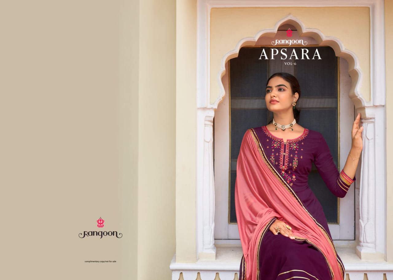 rangoon kessi apsara vol 6 rayon new and modern style top bottom and dupatta catalog