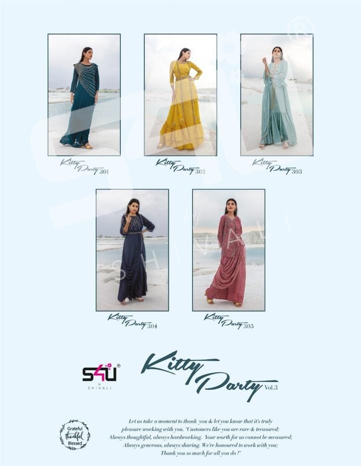 s4u kitty party georgette innovative style  gown catalog