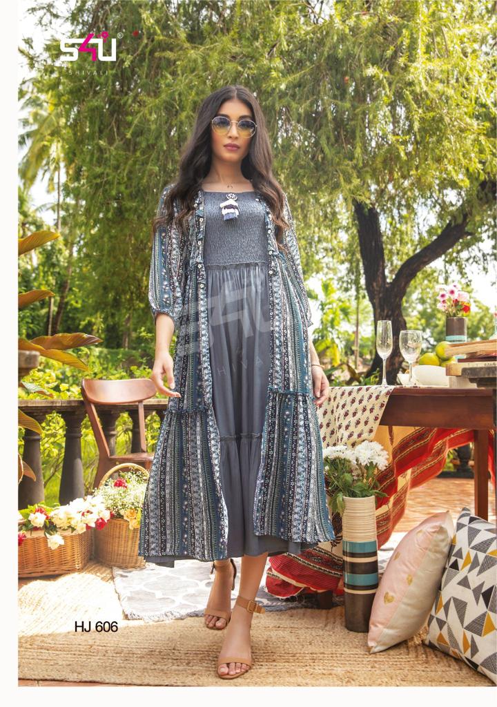 S4u shivali hello jacket chiffon  innovative style kurti catalog