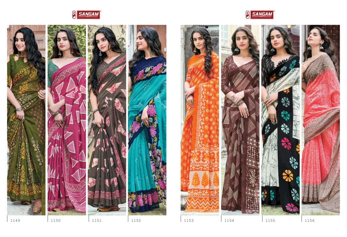 sangam print aakruti cotton attractive saree catalog