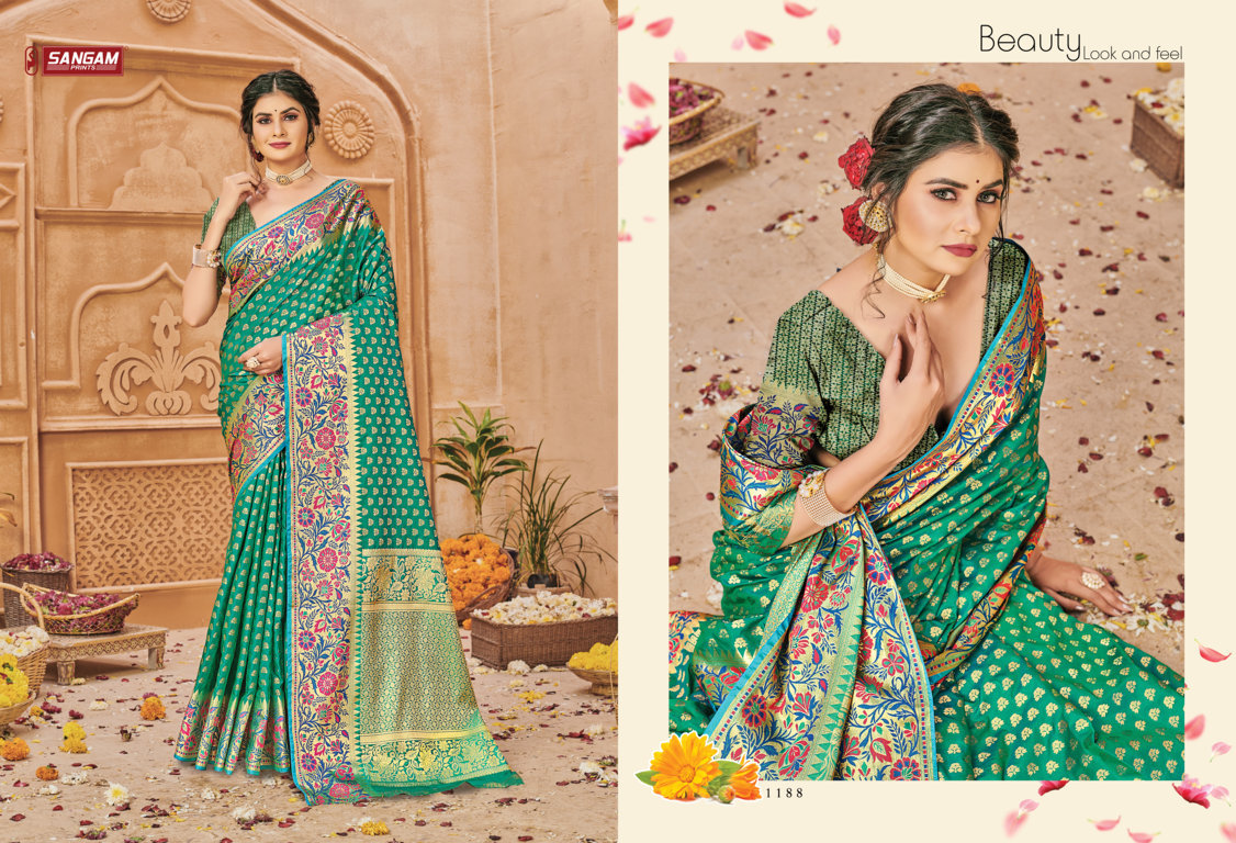 sangam print aarushi silk regal look saree catalog