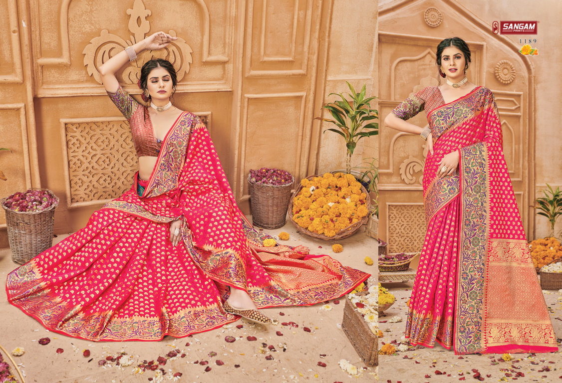 sangam print aarushi silk regal look saree catalog