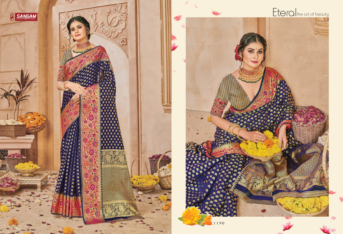 sangam print aarushi silk regal look saree catalog