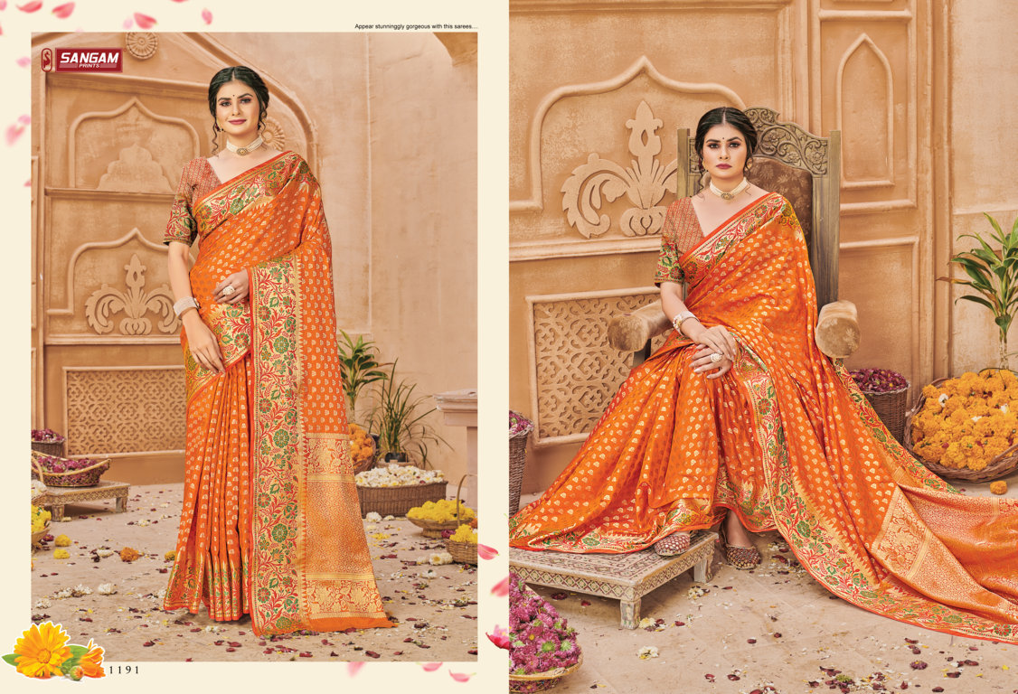 sangam print aarushi silk regal look saree catalog