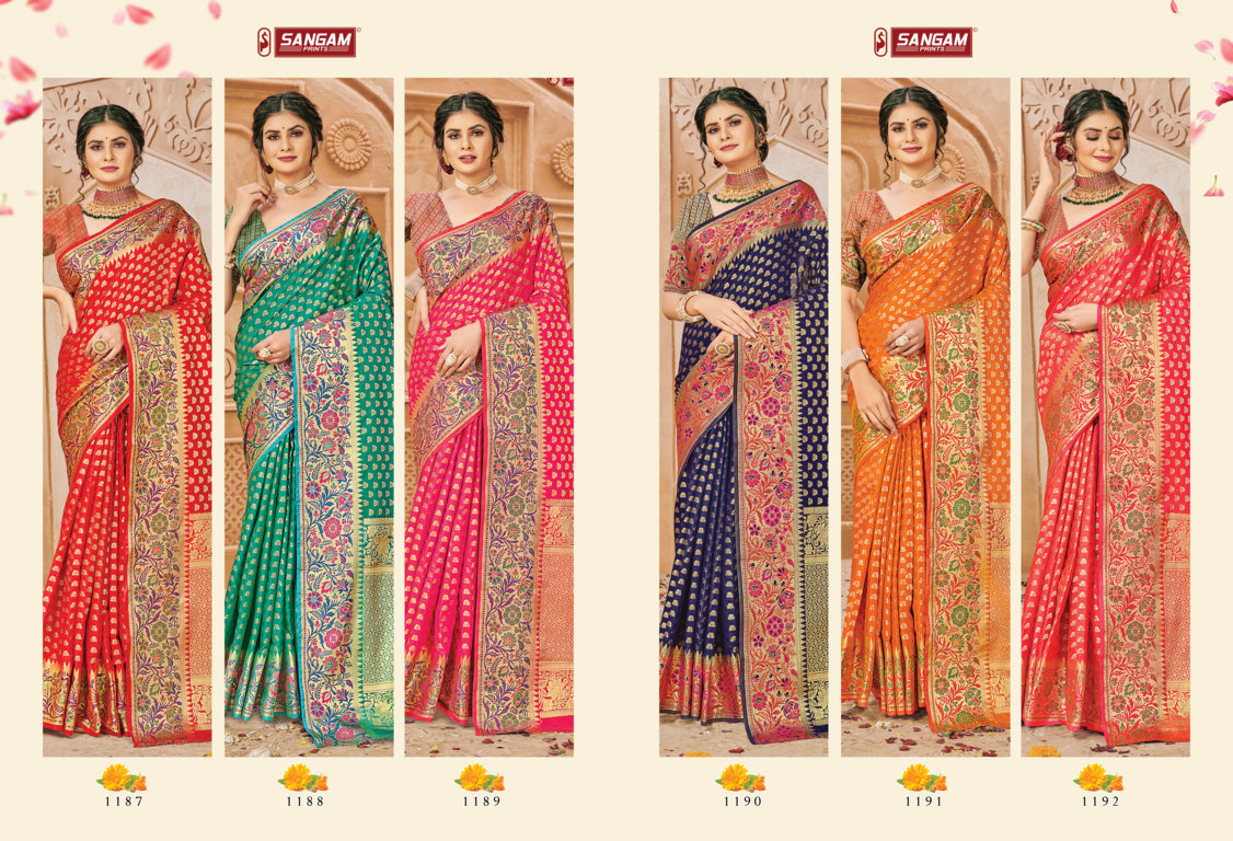 sangam print aarushi silk regal look saree catalog