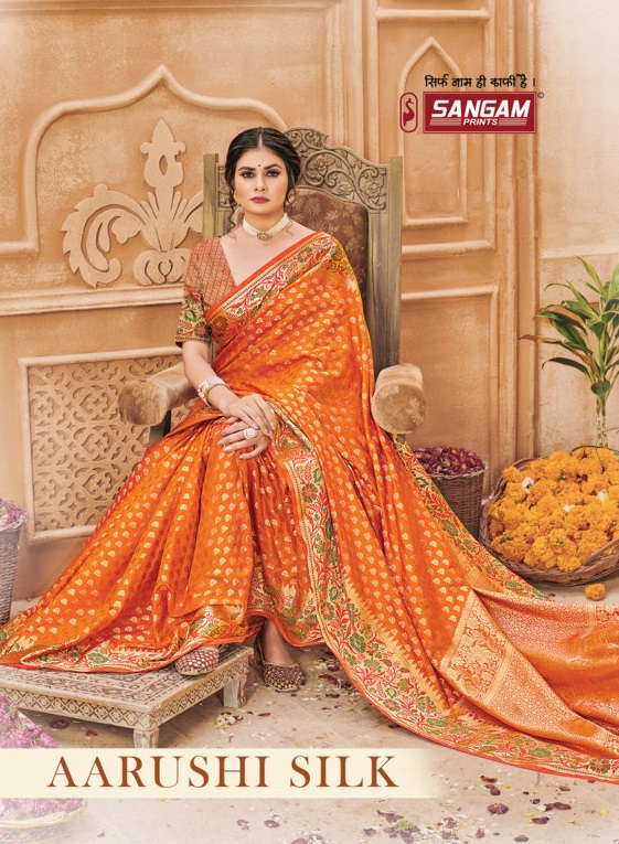 sangam print aarushi silk regal look saree catalog