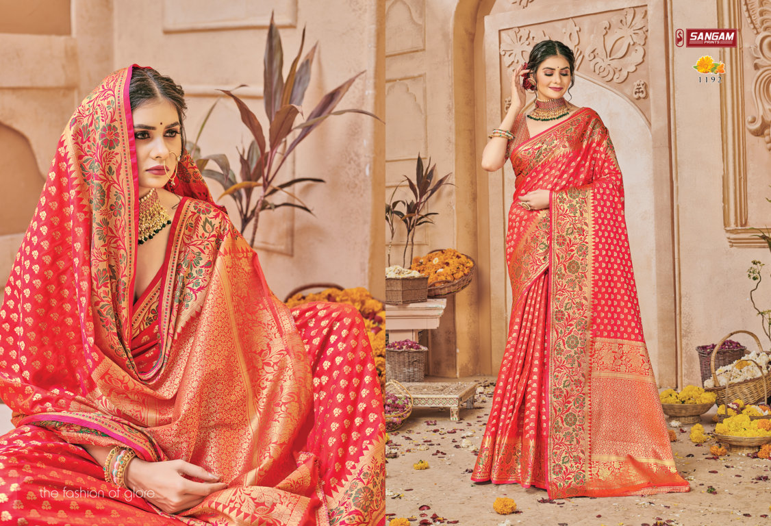 sangam print aarushi silk regal look saree catalog