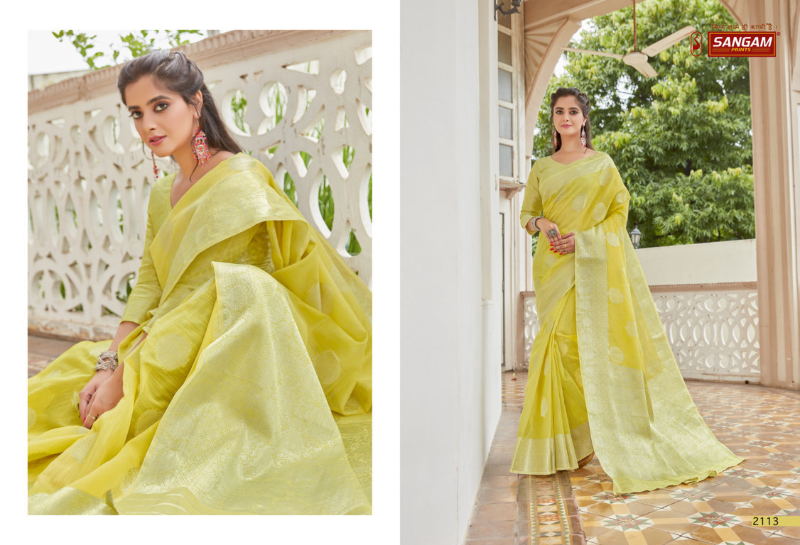 sangam print madhurma linen regal look saree catalog