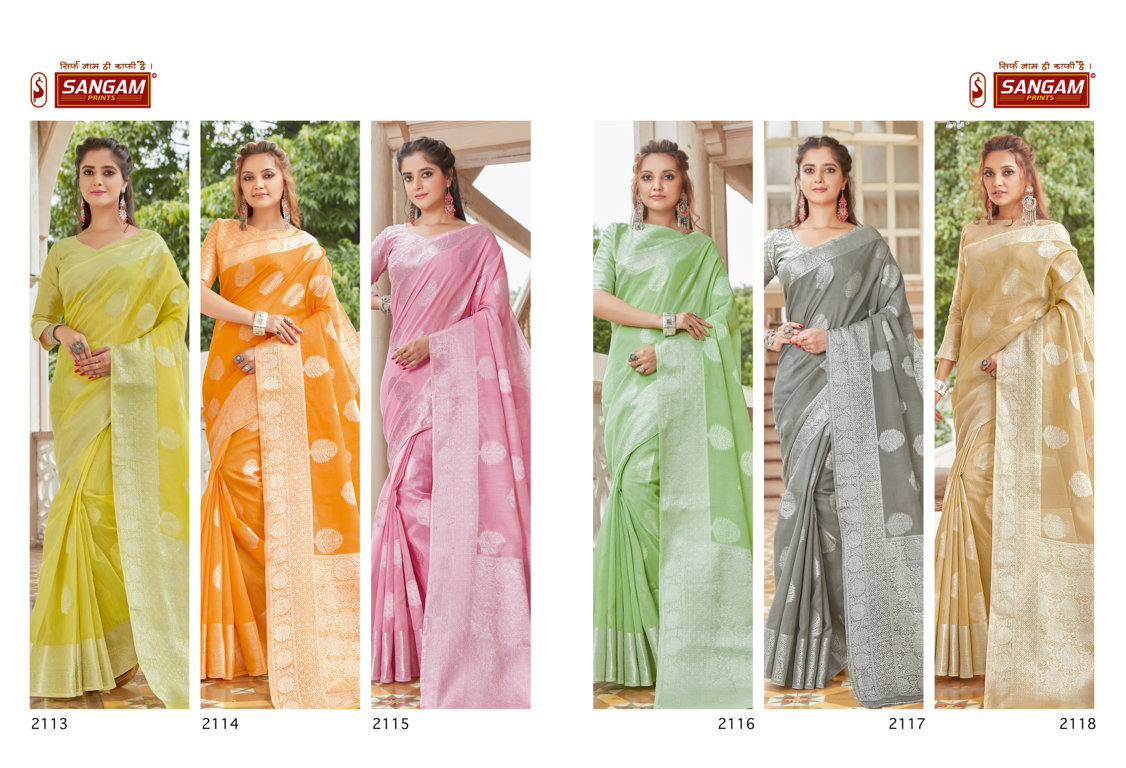 sangam print madhurma linen regal look saree catalog