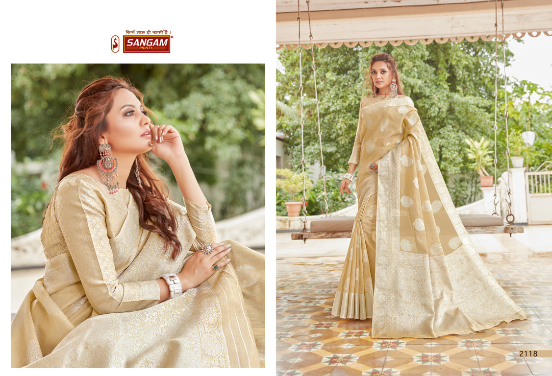 sangam print madhurma linen regal look saree catalog