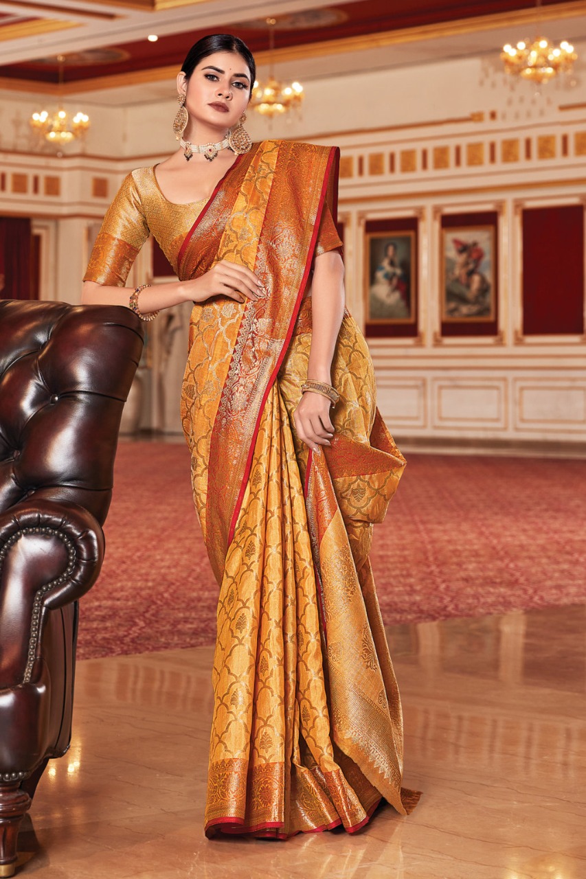 sangam print sazavat silk regal look saree catalog