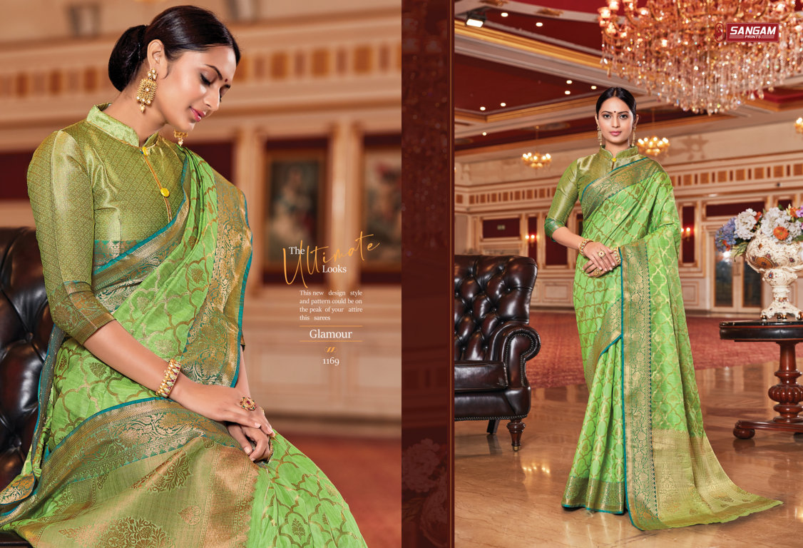 sangam print sazavat silk regal look saree catalog