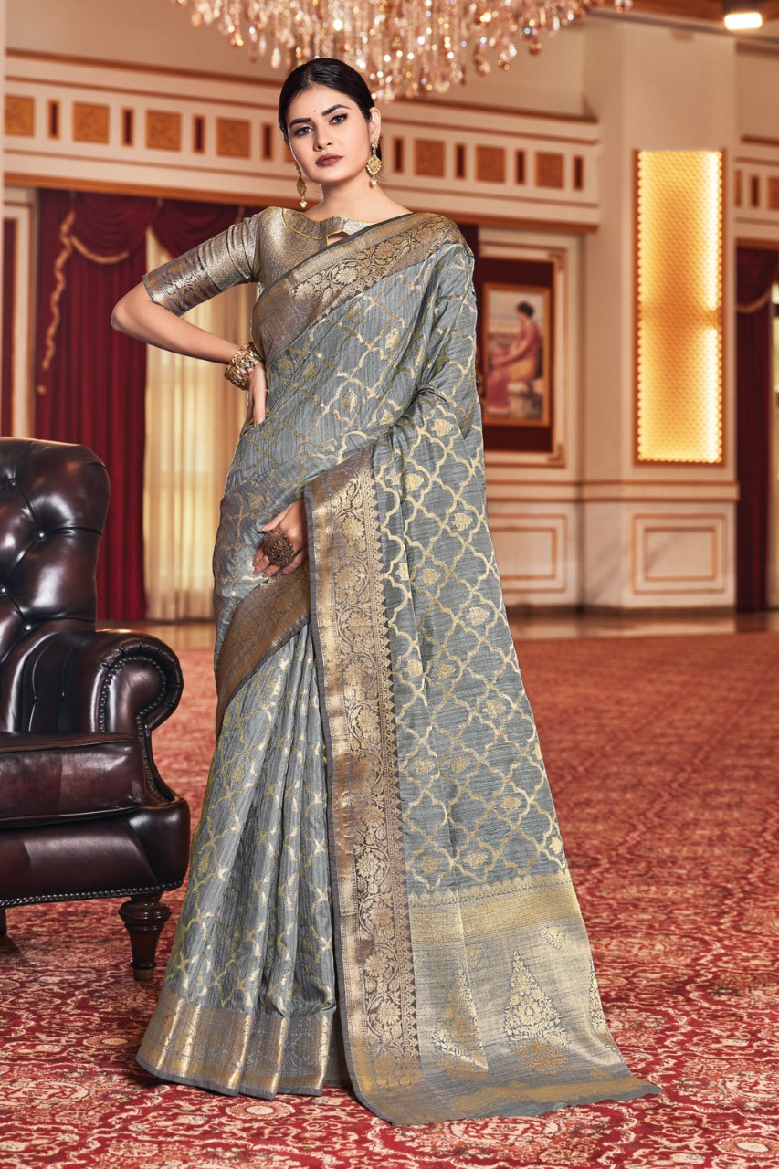 sangam print sazavat silk regal look saree catalog