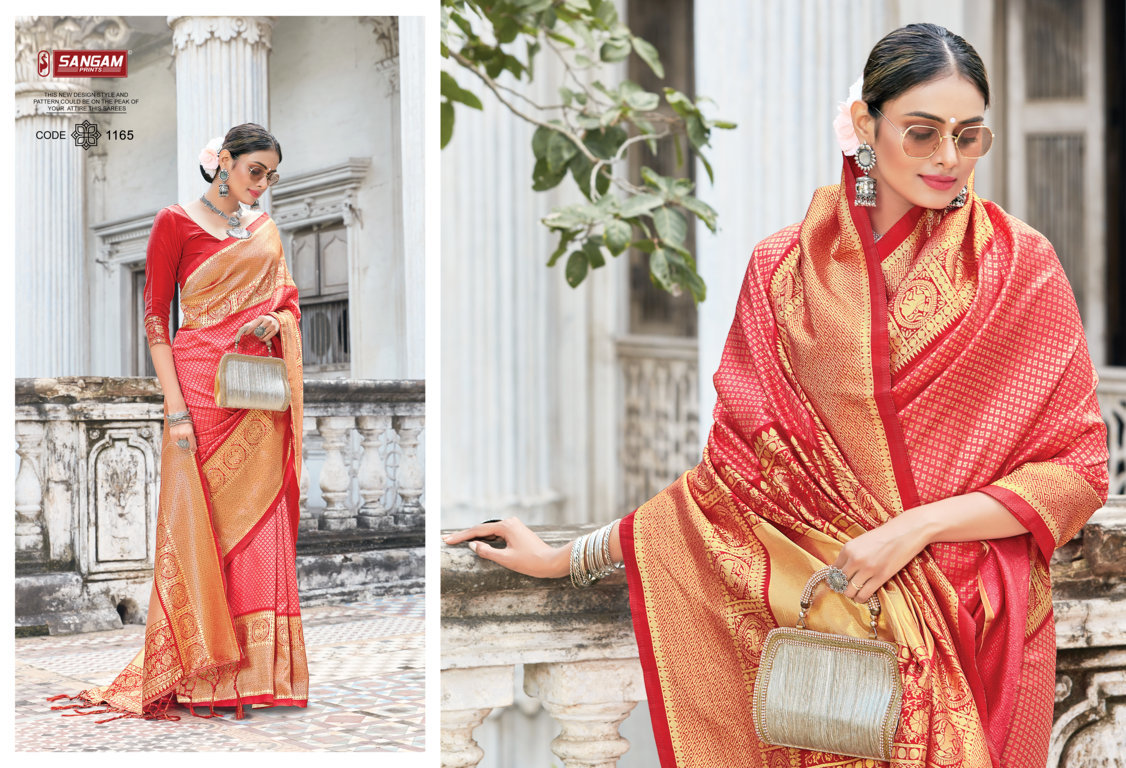 sangam print trisha silk catchy look saree catalog