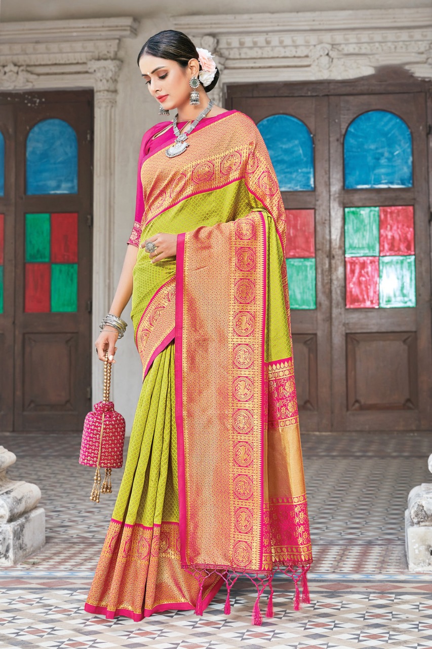 sangam print trisha silk catchy look saree catalog