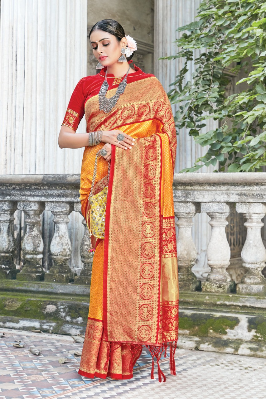 sangam print trisha silk catchy look saree catalog