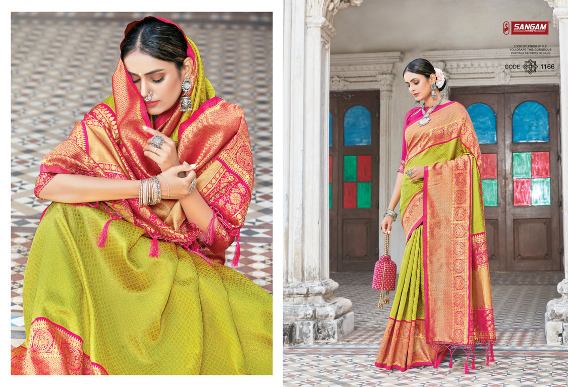 sangam print trisha silk catchy look saree catalog