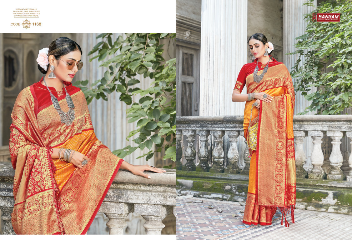 sangam print trisha silk catchy look saree catalog