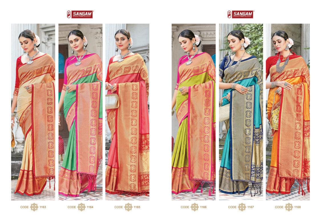 sangam print trisha silk catchy look saree catalog